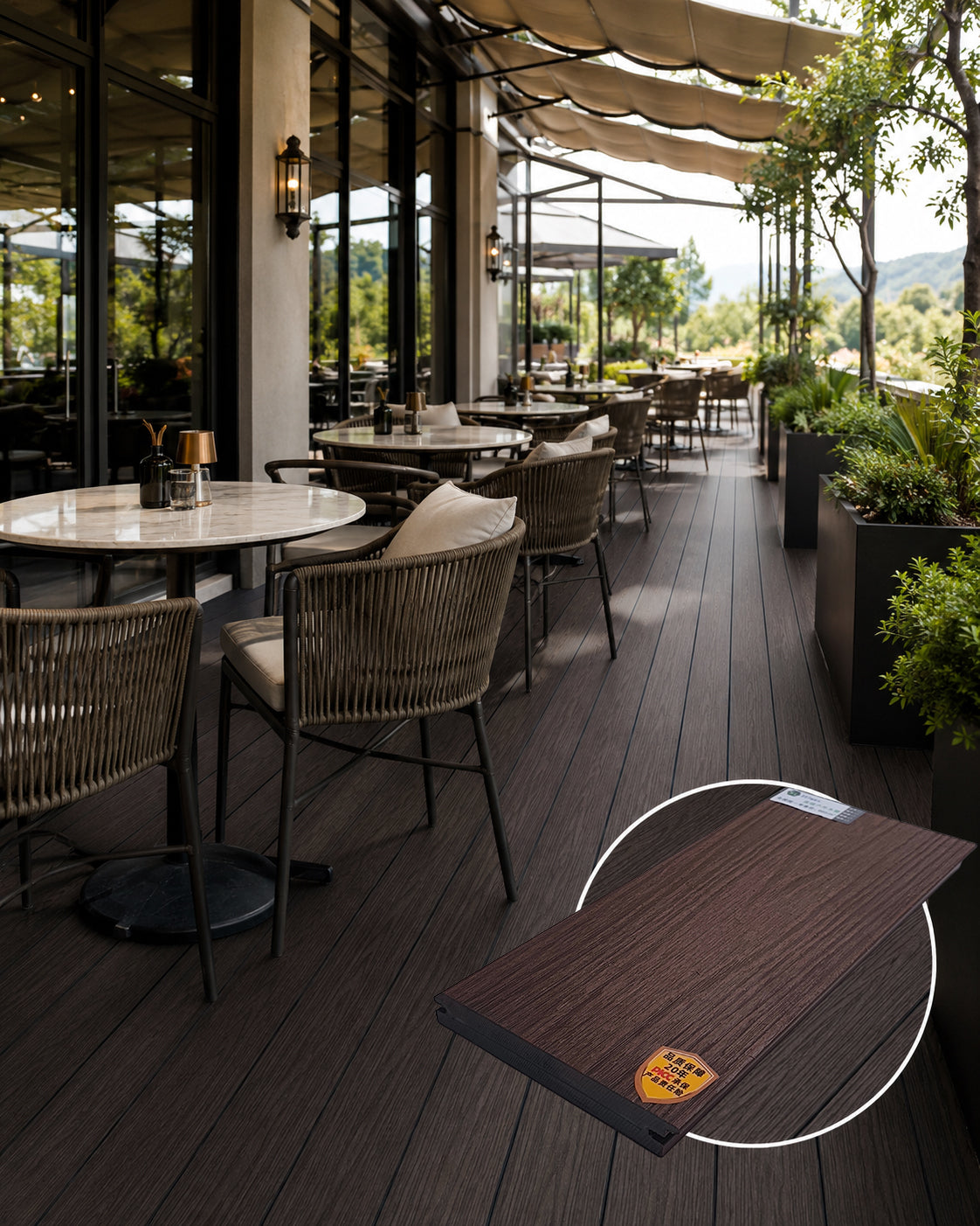 Commercial hospitality terrace with Stelan decking