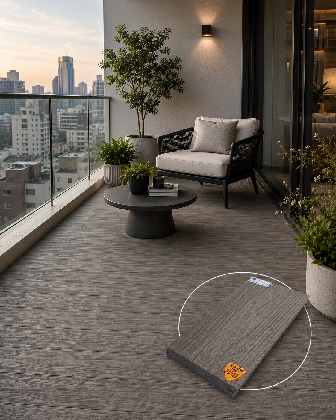 Urban balcony with Stelan exterior flooring